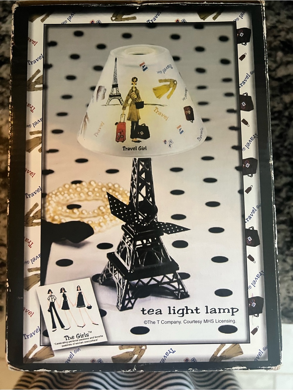 Eiffel Tower Tea Light Lamp - Black with White Shade